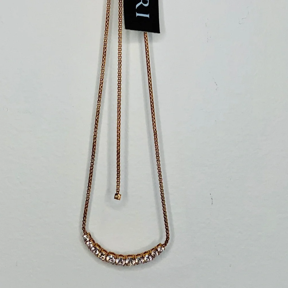 Nadri Rose Gold Pave Necklace Tennis Choker - Picture 2 of 12